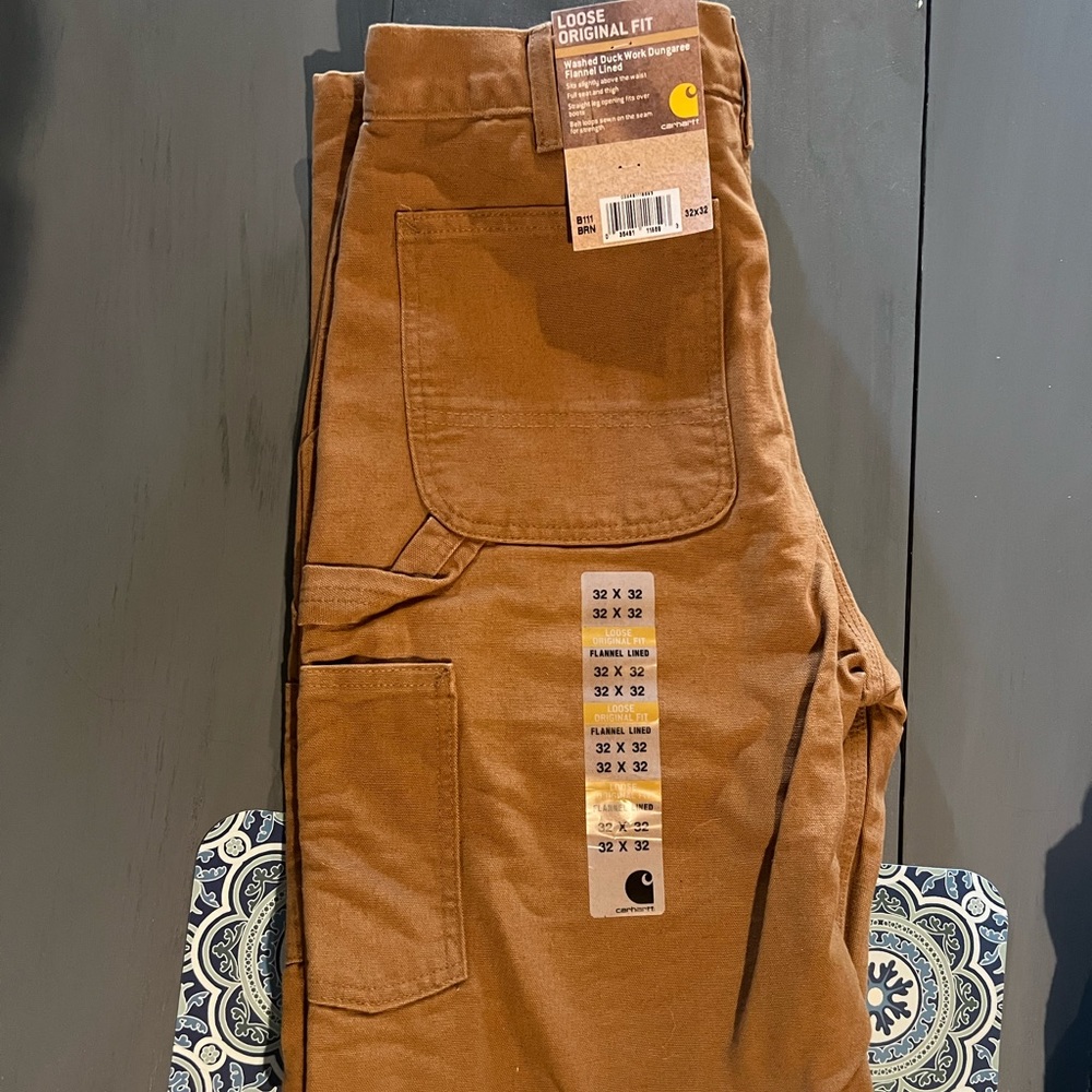 NWT Mens Carhartt Flannel Lined Double Knee 32x32